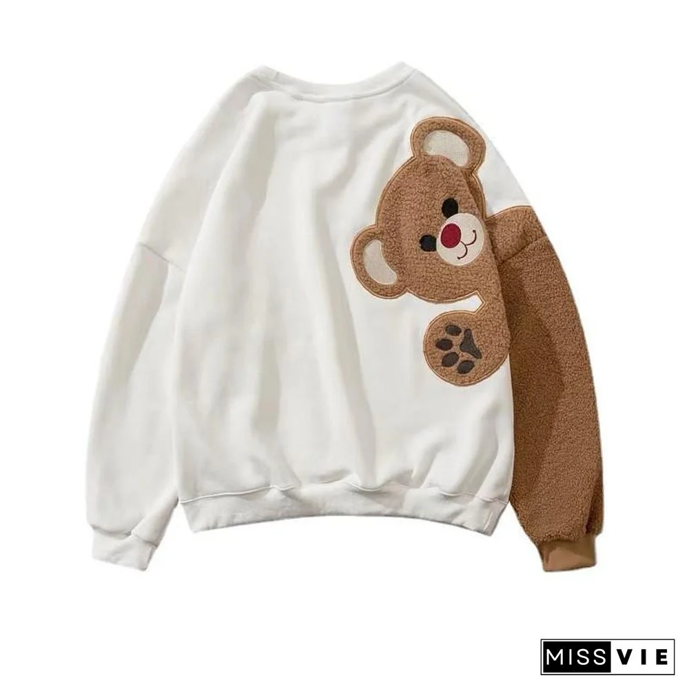 Korean Style Loose Couple Hoodies Sweatshirts Autumn Winter Female Crew Neck Long Sleeve Casual Streetwear Oversized Clothes Top