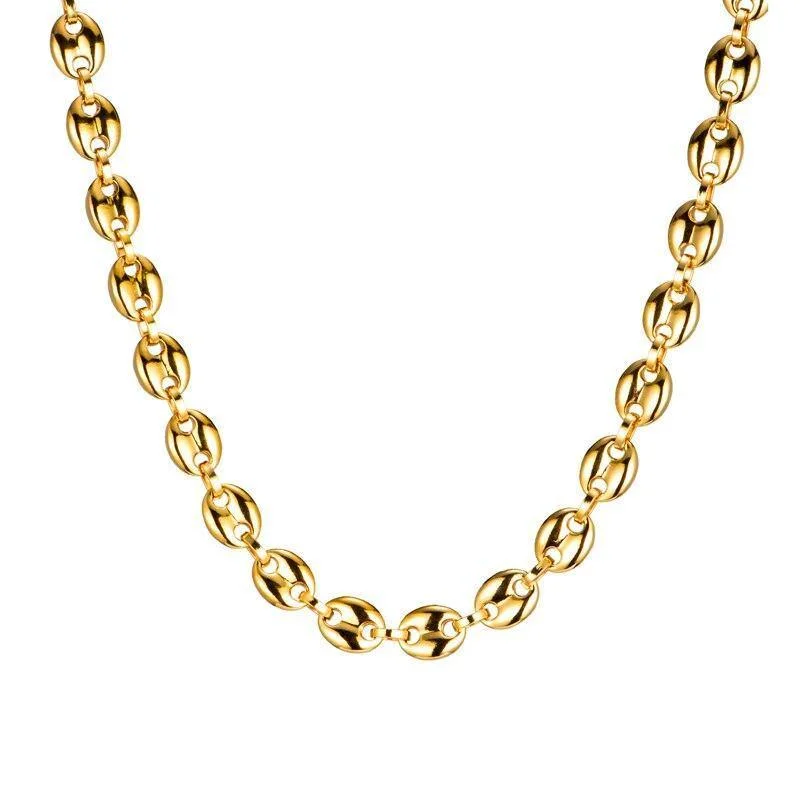 11MM Coffee Beans Link Chain Necklace Jewelry-VESSFUL