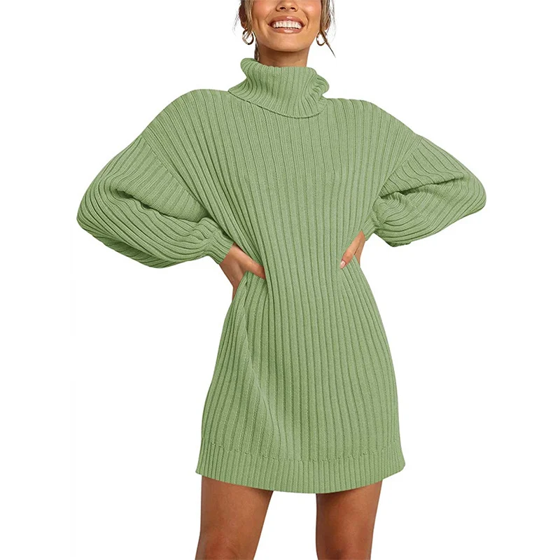 Wongn Wongn And Winter New Women's Turtleneck Medium Long Sweater Sweater Dress