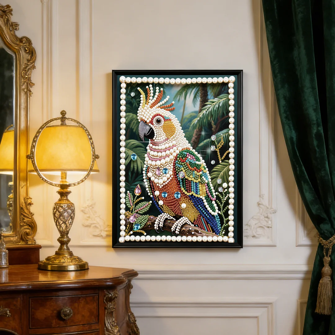 Yellow Parrot DIY Partial Diamond Pearl Painting Art Kits 30x40cm Special Shape Pearl Gem Paintings Picture Arts Craft for Home Wall Decor