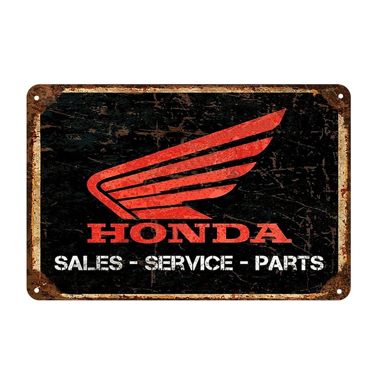 Honda Sales Service Parts- Vintage Tin Signs/Wooden Signs - 7.9x11.8in & 11.8x15.7in