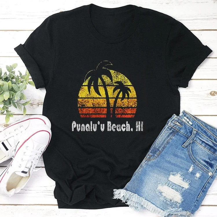 Beach Hawaii Retro  T-shirt Tee - 01467-Annaletters