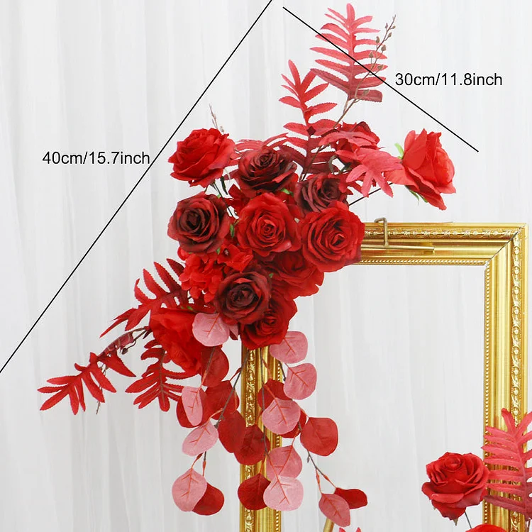 Luxury 5D Red Floral Arrangement Decor Heart-Shaped Frame Wedding Backdrop Decor Flower Stand A7591 A6625 A7449 A8128 A7448