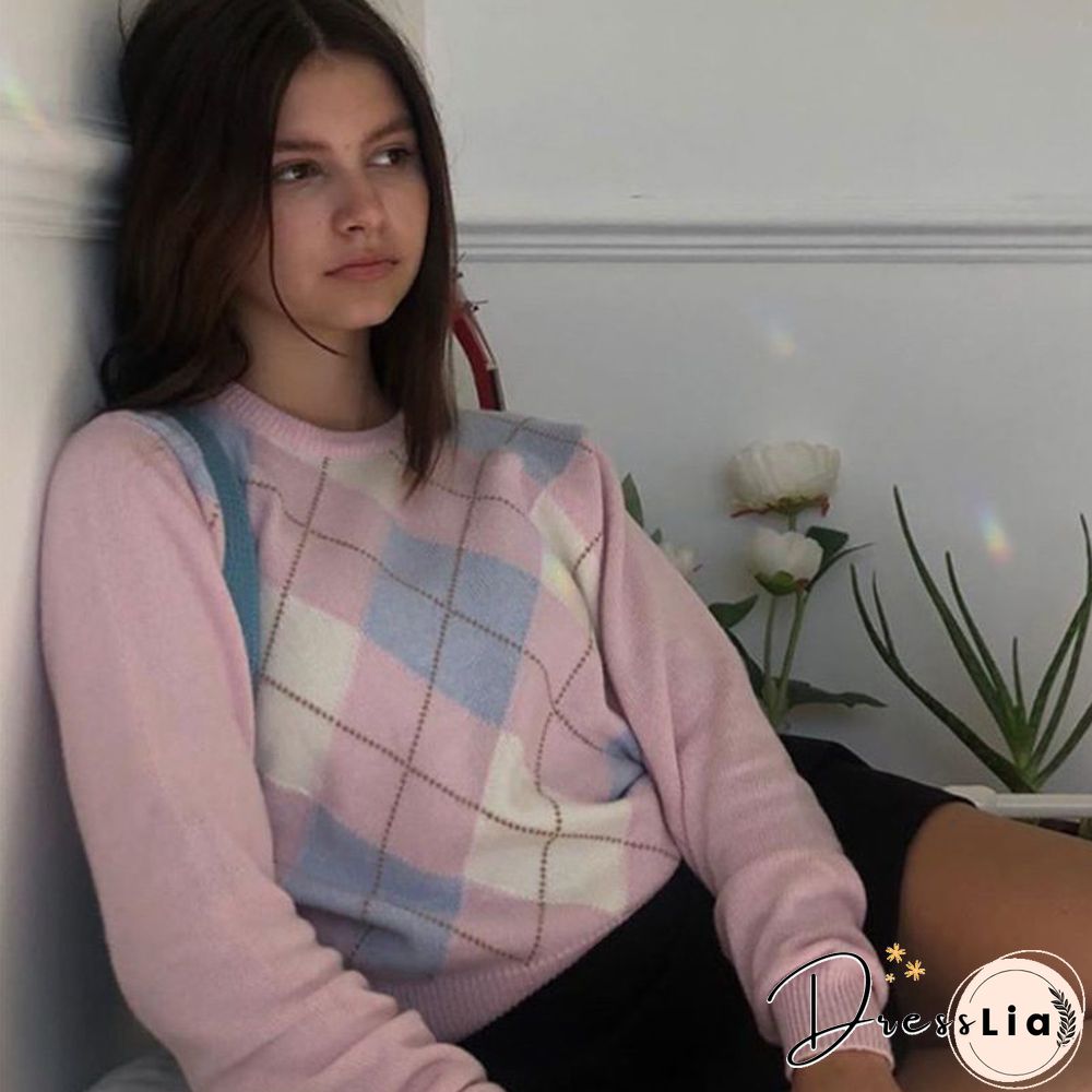 Women Sweater Round Neck Pullover Sweater Long Sleeve Knitwear Fall Winter Sweaters Ladies Knitted Tops Warm Womens Sweaters