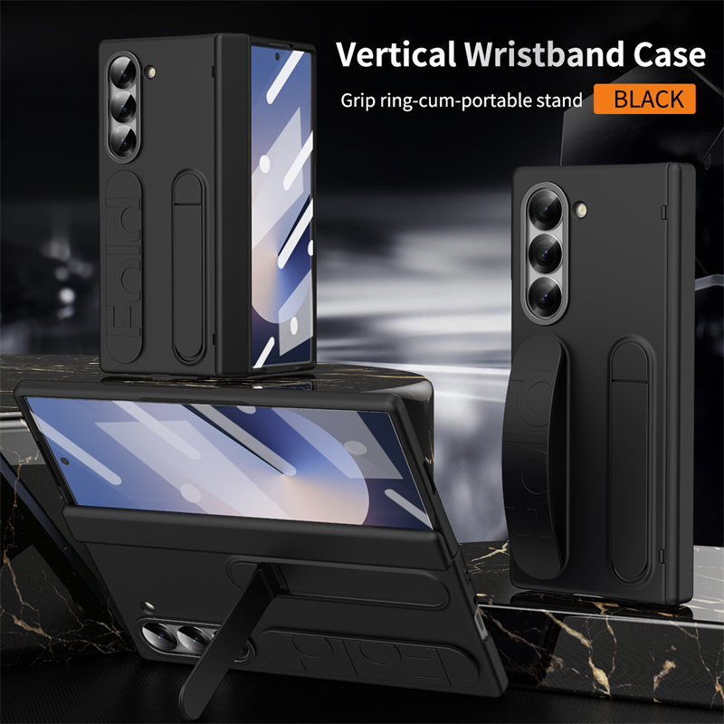 wristband holder for Samsung Galaxy Z Fold 6 5 4 3 with pen slot and screen protector cover, hinge phone case