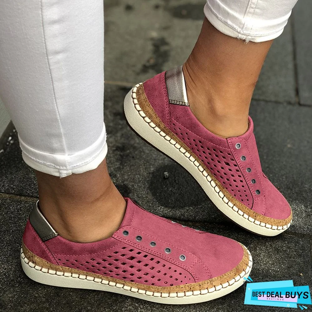 Women Summer Casual Flat Hollow-Out Breathable Sneakers