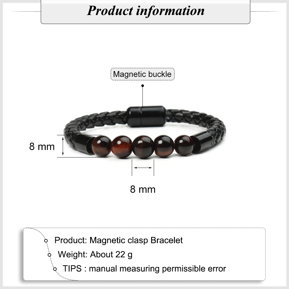 Tiger Eye Black Onyx Beaded Bracelet Men