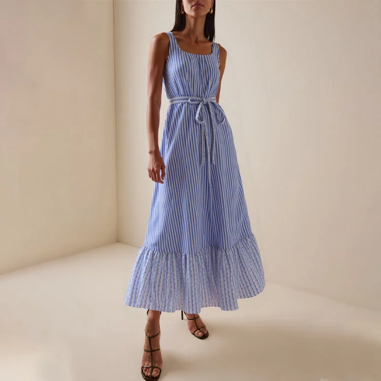 Striped Print Slit Dress(Shipping on Jul 18th)