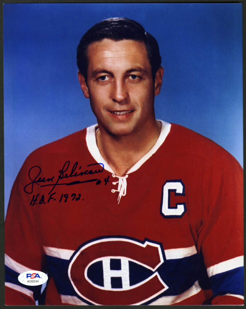 Jean Beliveau SIGNED 8x10 Photo Poster painting +HOF 1972 Montreal Canadiens PSA/DNA AUTOGRAPHED