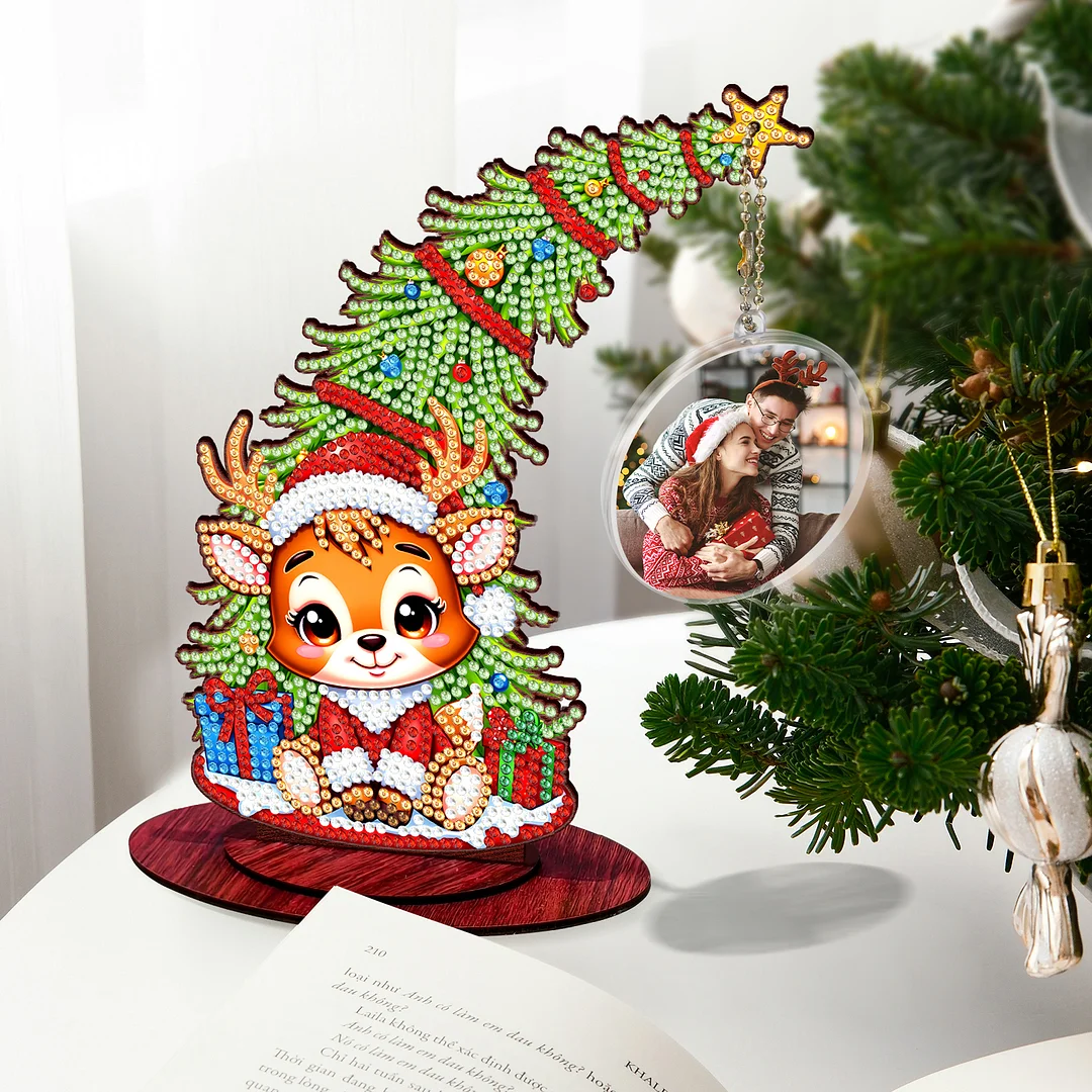 Photo Christmas Tree 5D DIY Diamond Art Tabletop Wood Decorations Ornament Kits