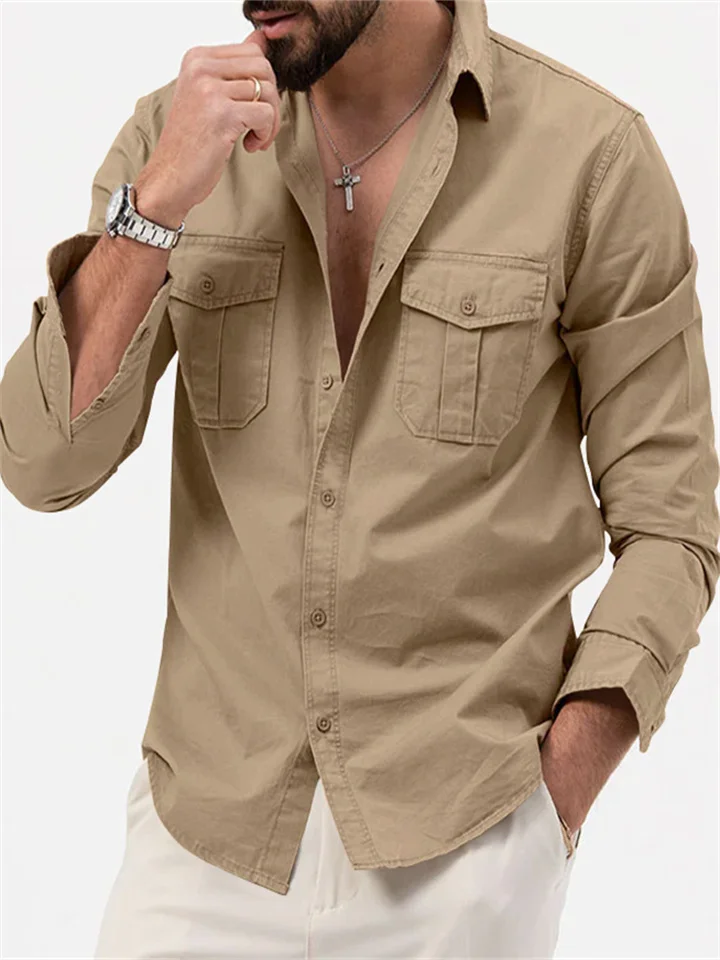 Fall New Long-sleeved Shirts in Europe and The United States Men's Lapel Shirts-JRSEE
