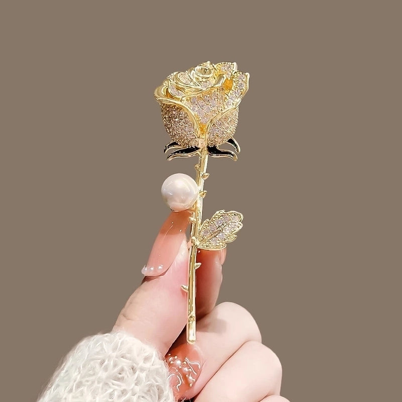 Elegant Minimalist Pin Rose Flower Alloy Plating Women’s Brooches