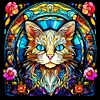 Stained Glass Cat - Full Round Drill Diamond Painting
