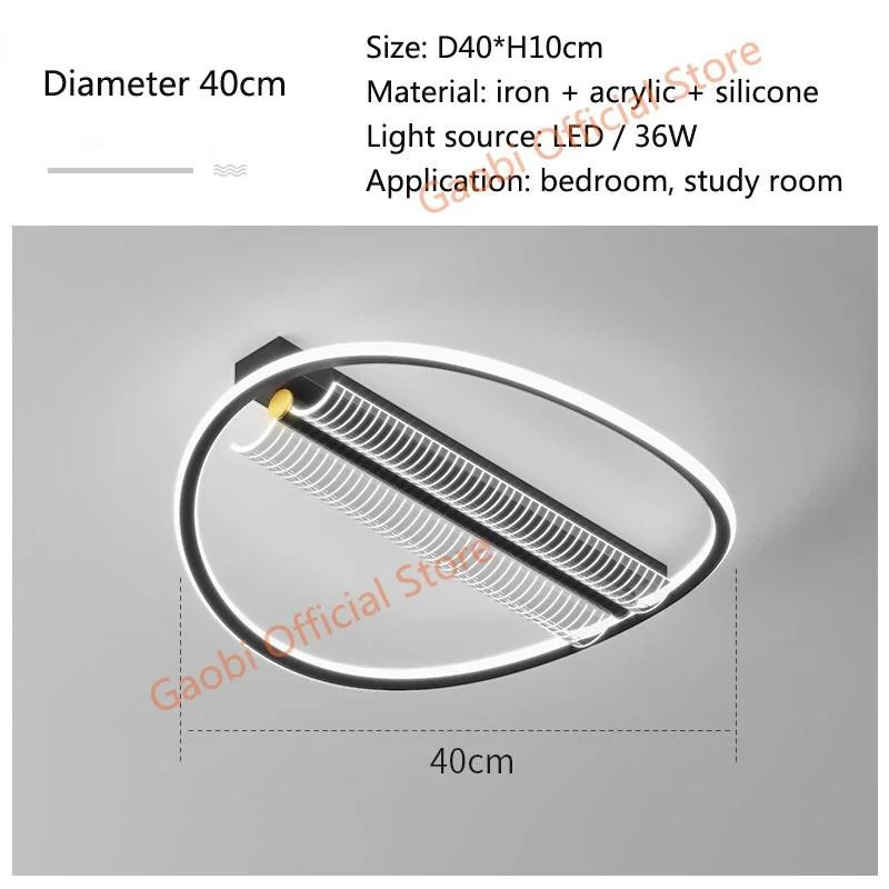 Modern Creative LED Ceiling Light For Dining Living Room Bedroom Black Simple Ceiling Lamps Indoor Iron Surface Mount Panel Lamp