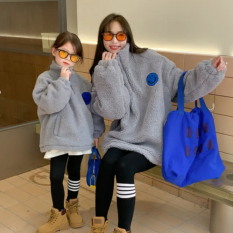 Mommy and Me Embroidered Smile Pullover