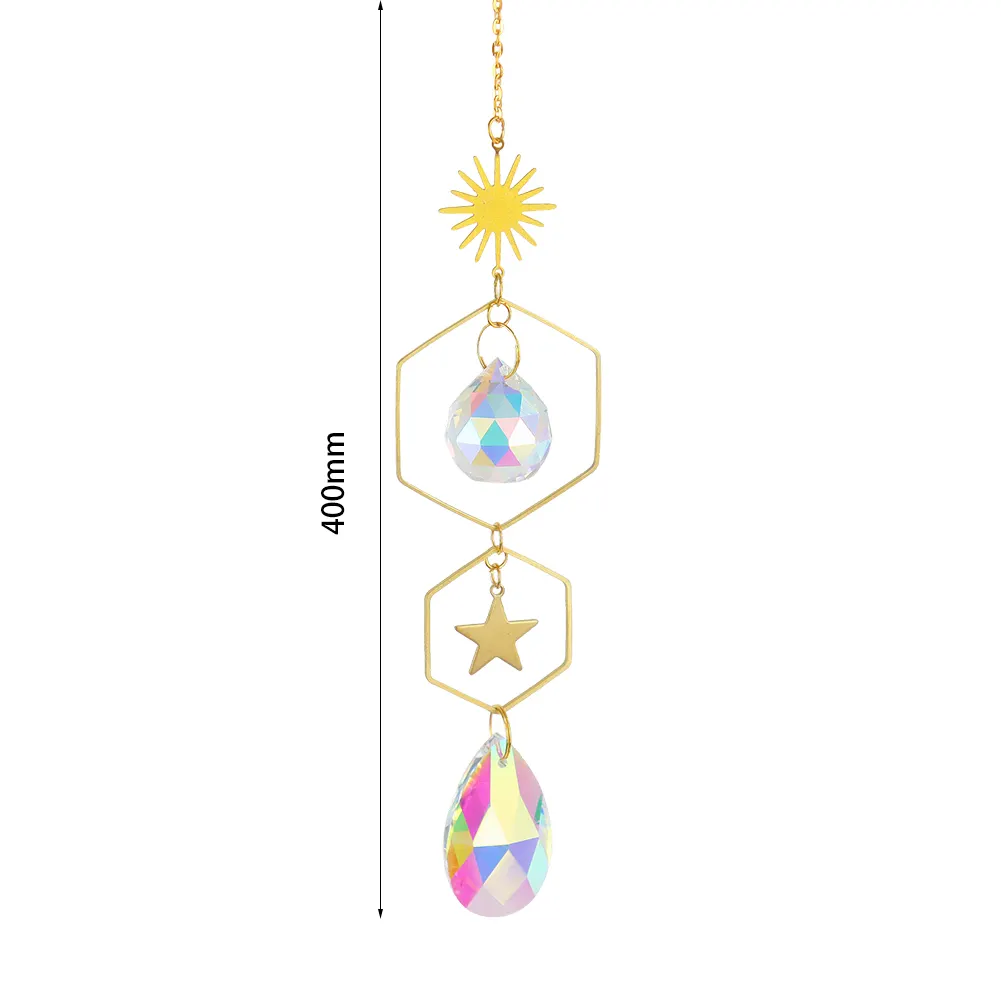 Crystal Wind Chime Ball Star Pendant Hanging Garden Xmas Party Decor (A)