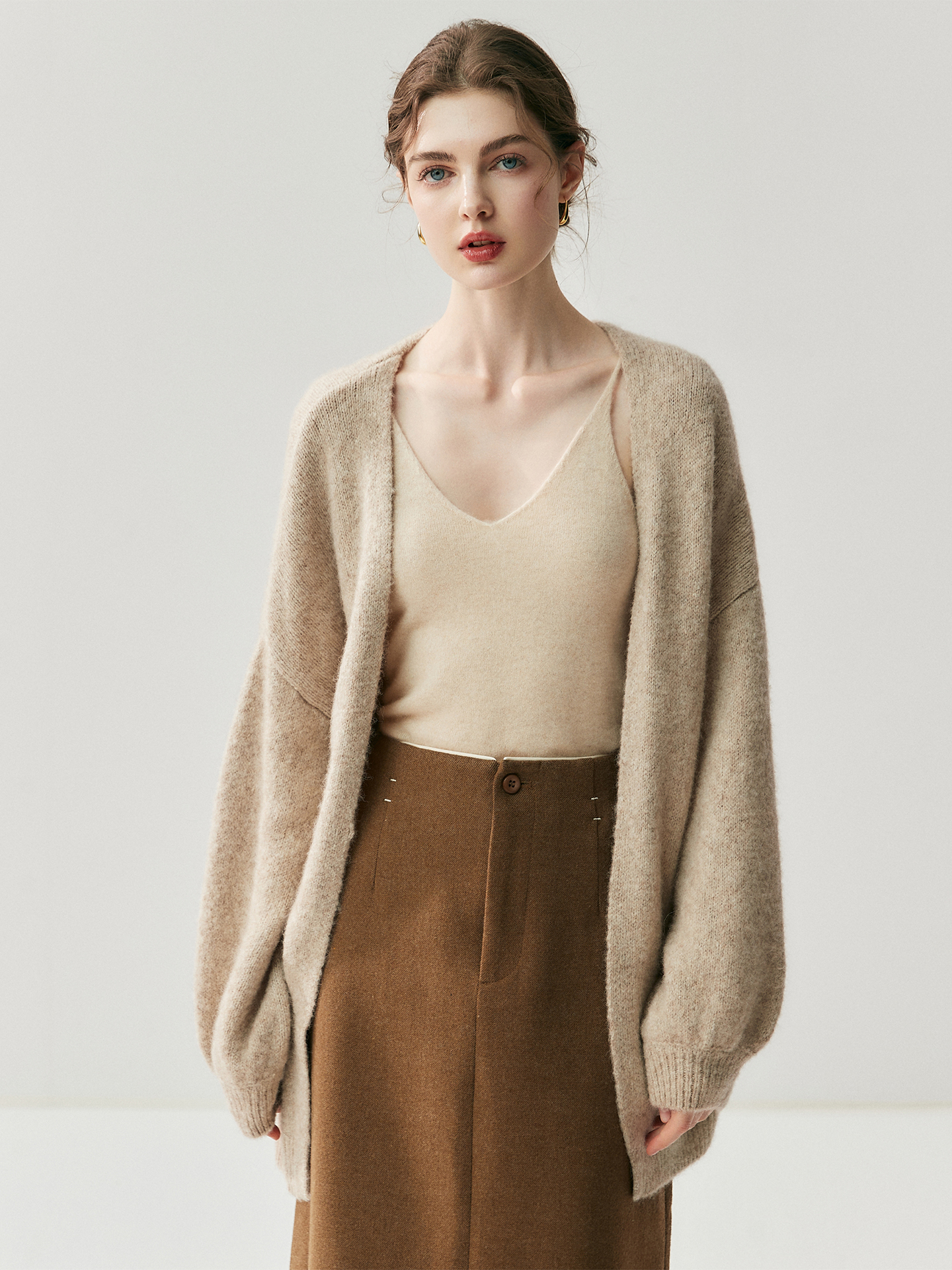 Women's Slouchy Longline Cashmere Cardigan REAL SILK LIFE