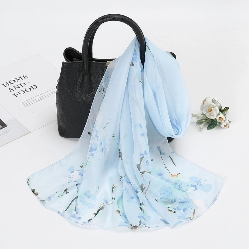 Women’s Sweet Flower Chiffon Printing Silk Scarf