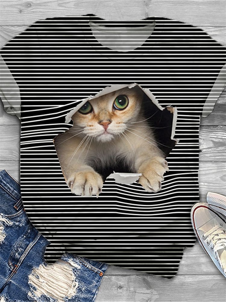 Artwishers Funny Cat Art Graphic T Shirt