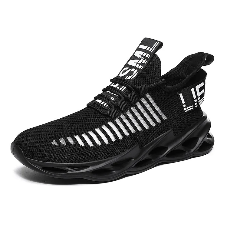 Men's Breathable Fashion Hollow Out Sole Running Sneaker Walking Travel Black