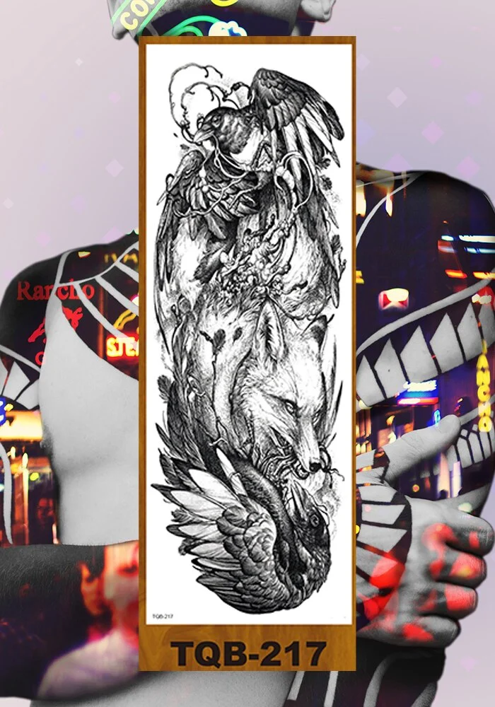 Full Flower Arm Temporary Tattoo Sticker Man Woman Girls Body Leg Fake Tatoo Sexy Tiger Wolf Beauty & Beast Body Art Hotwife DIY