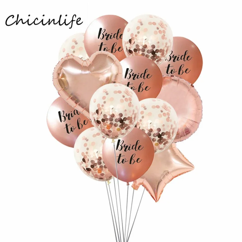 Chicinlife Rose gold Bride To Be Latex Balloons heart star balloon Bachelorette wedding party decoration