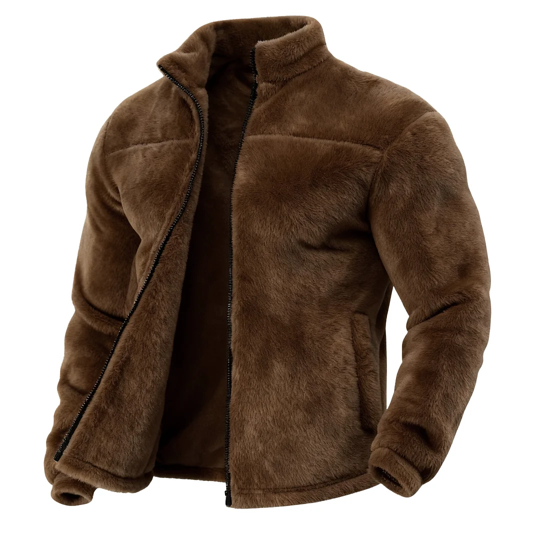 Men's Double-Sided Fleece Thick Stand Collar Jacket