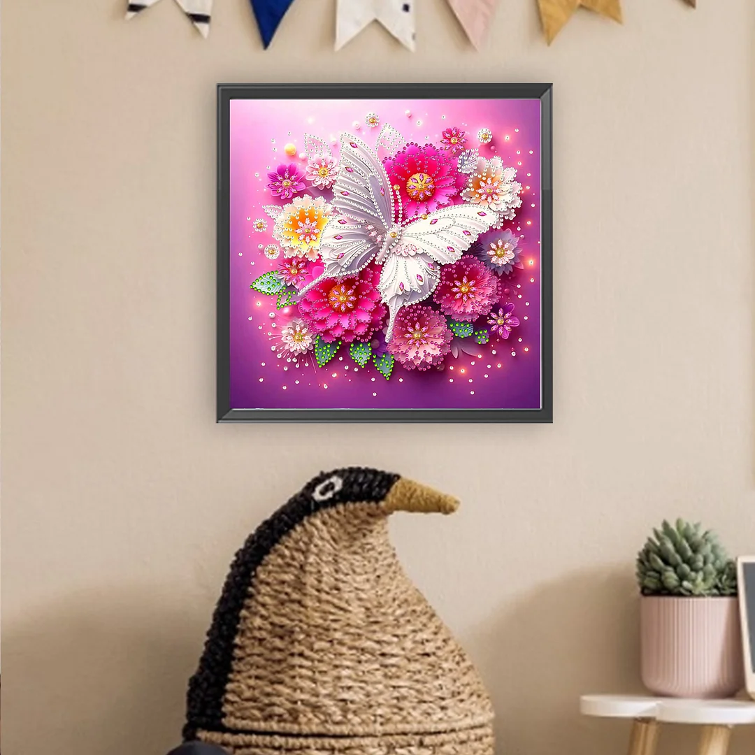 White Butterfly - Partial Special Shaped Drill Diamond Painting Kits (Canvas|30*30cm)