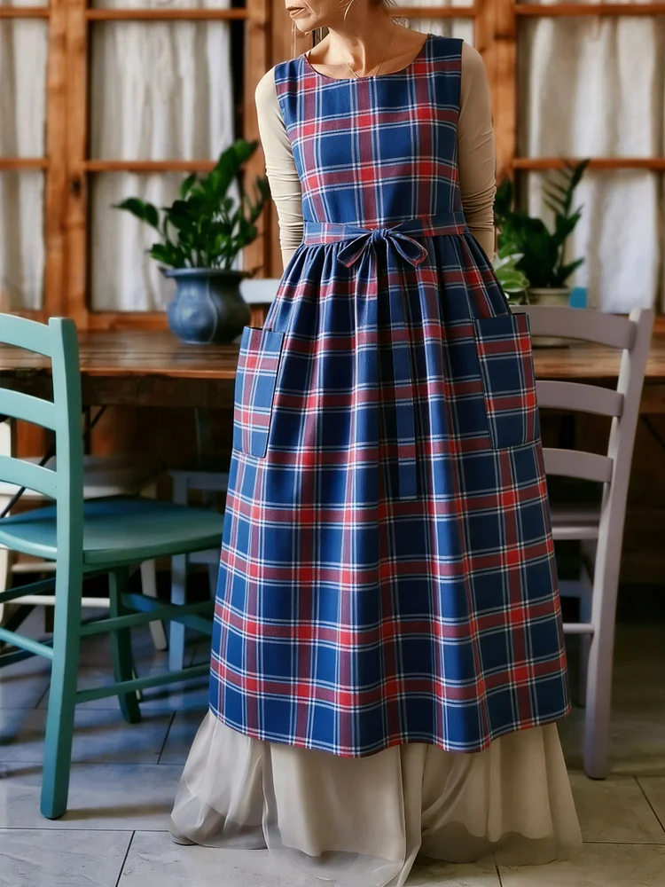 Plaid Print Apron