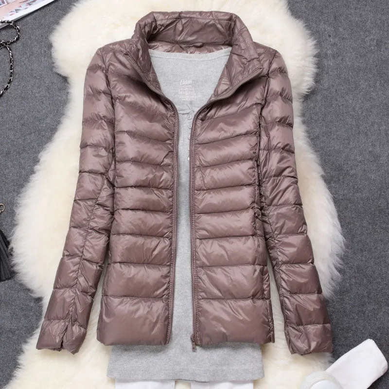 Ailegogo New Autumn Women Ultra Light Down Jacket 90% White Duck Down Hooded Coat Warm Coat Parkas Female Portable Outwear