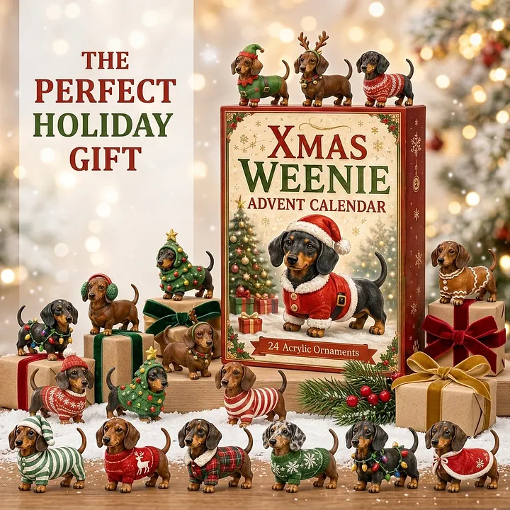Christmas Dachshund Advent Calendar with a selection of holiday characters