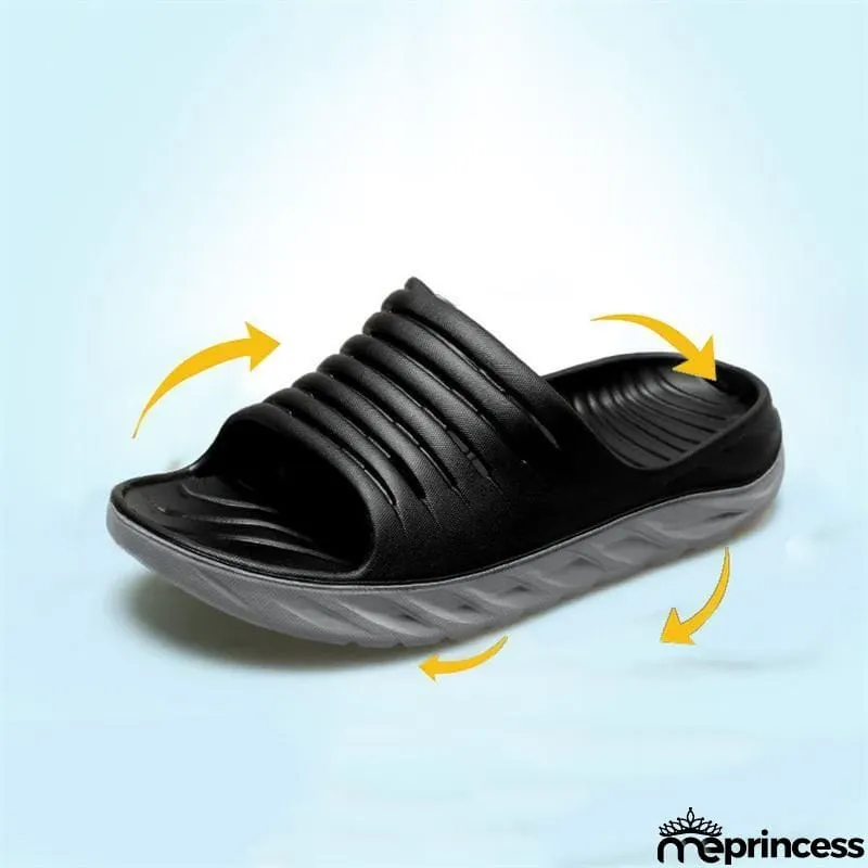 Mens Personalized Color-Blocking Non-Slip Elastic Sole Platform Comfy Slippers