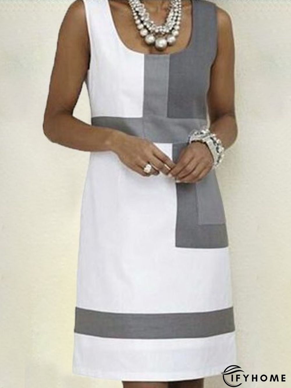 Shift Geometric Sleeveless Weaving Dress | IFYHOME