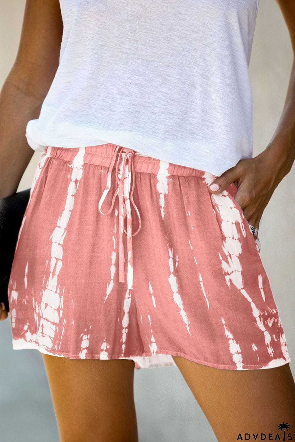 Tie Dye Drawstring Casual Shorts