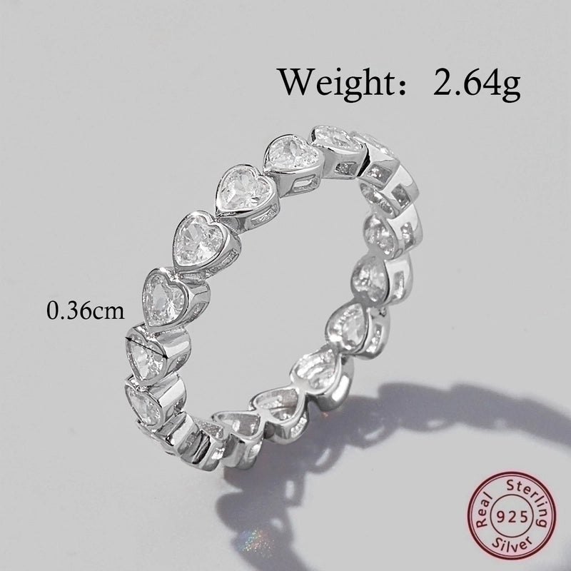 White Gold Plated Sterling Silver Zircon Solid Color Rings