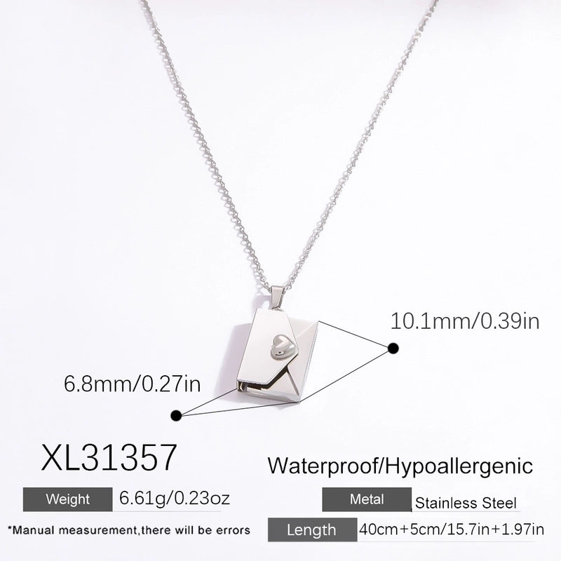 Vintage Style Classic Style Book Envelope Heart Shape Titanium Steel Plating Pendant Necklace