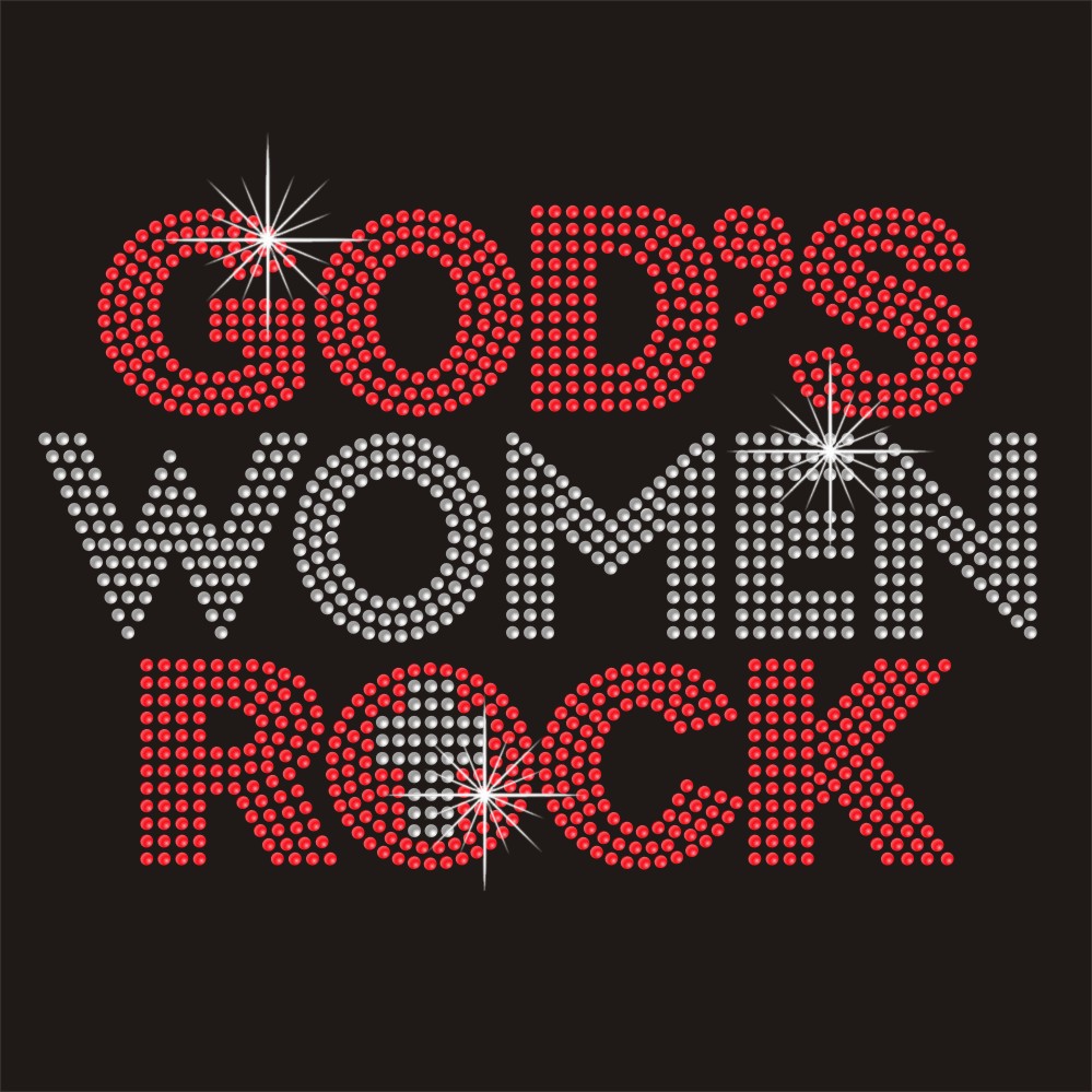God's women rock letter jesus hot fix rhinestone heat transfers