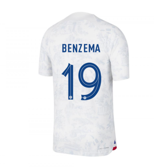 Frankreich Karim Benzema 19 Away Trikot WM 2022