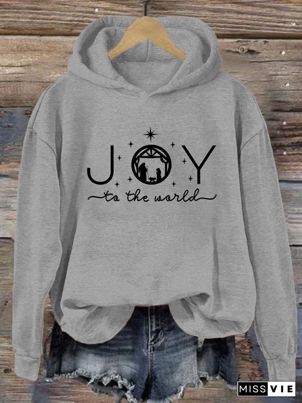 Women's Joy To The World Printed Hoodie