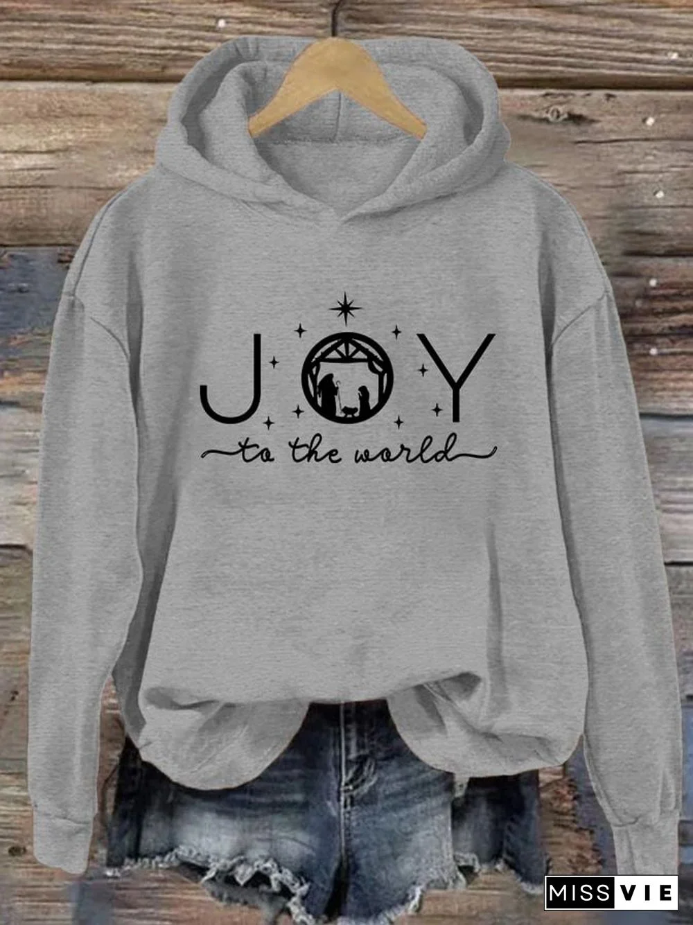Women's Joy To The World Printed Hoodie