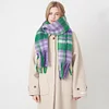 Colorful Plaid Autumn Winter Tassels Shawl Scarf