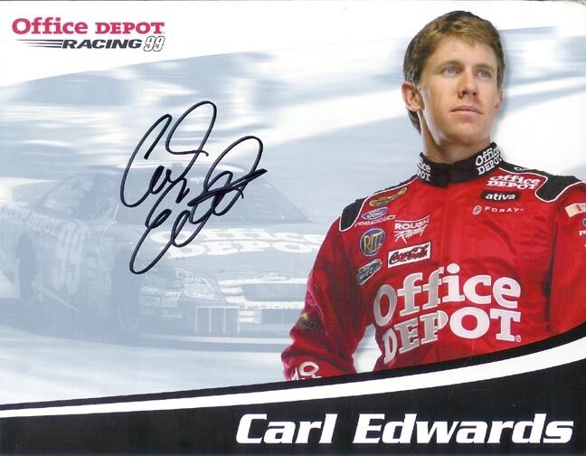 *CARL EDWARDS*SIGNED*AUTOGRAPHED*Photo Poster painting*CARD*NASCAR* #99*OFFICE*DEPOT*COA*