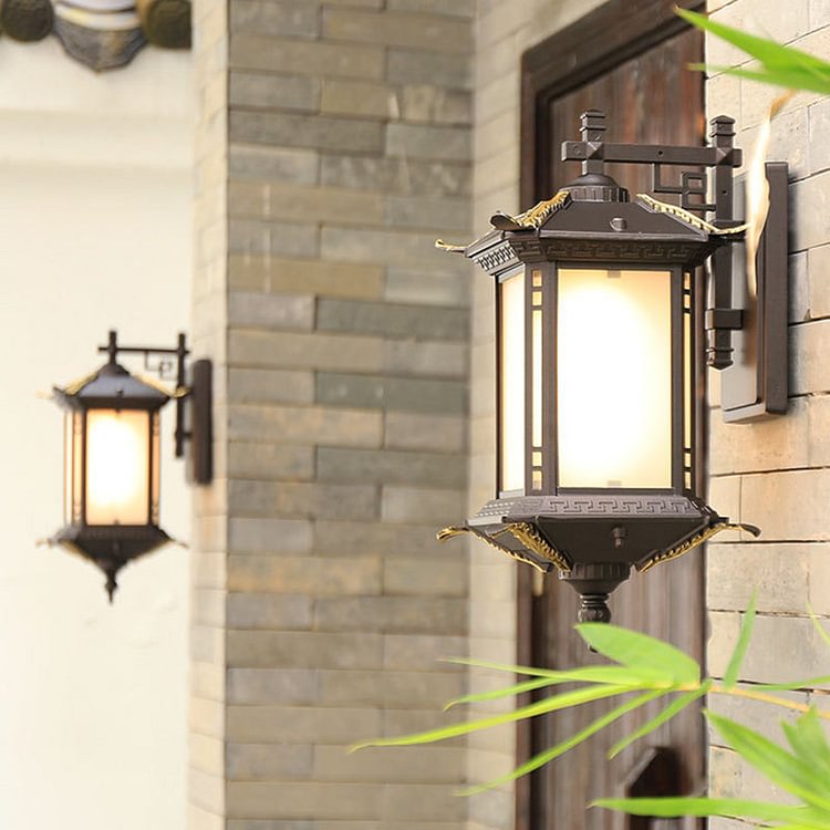 1-Bulb Pagoda Shape Wall Light Fixture Farmhouse Dark Coffee Aluminum Sconce Lamp