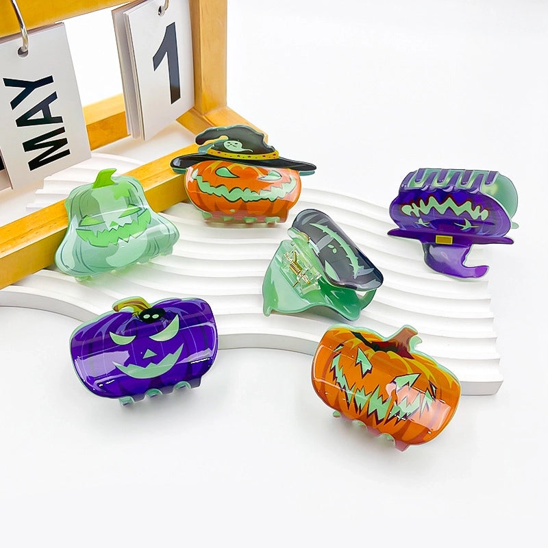 Halloween Casual Minimalist Women’s Pumpkin Bat Arylic Hair Claws