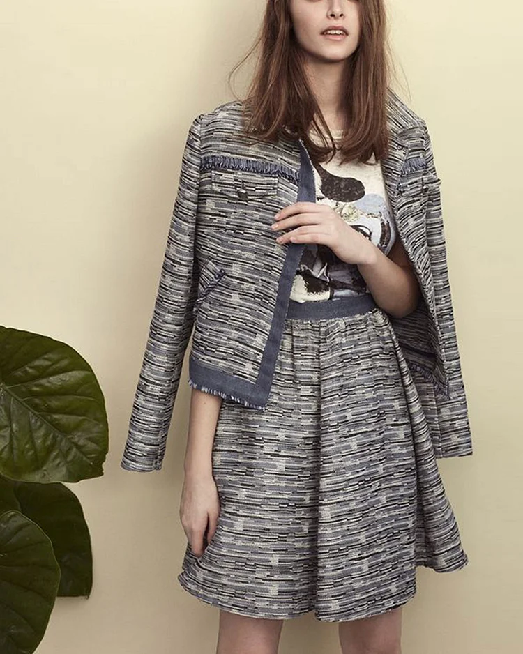 Tweed Jacket And Skirt Two-Piece Set