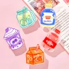 20PCS Cute Cartoon Soft Drinks Acrylic Exam Books Paper Clips Back to School Creative Stationery
