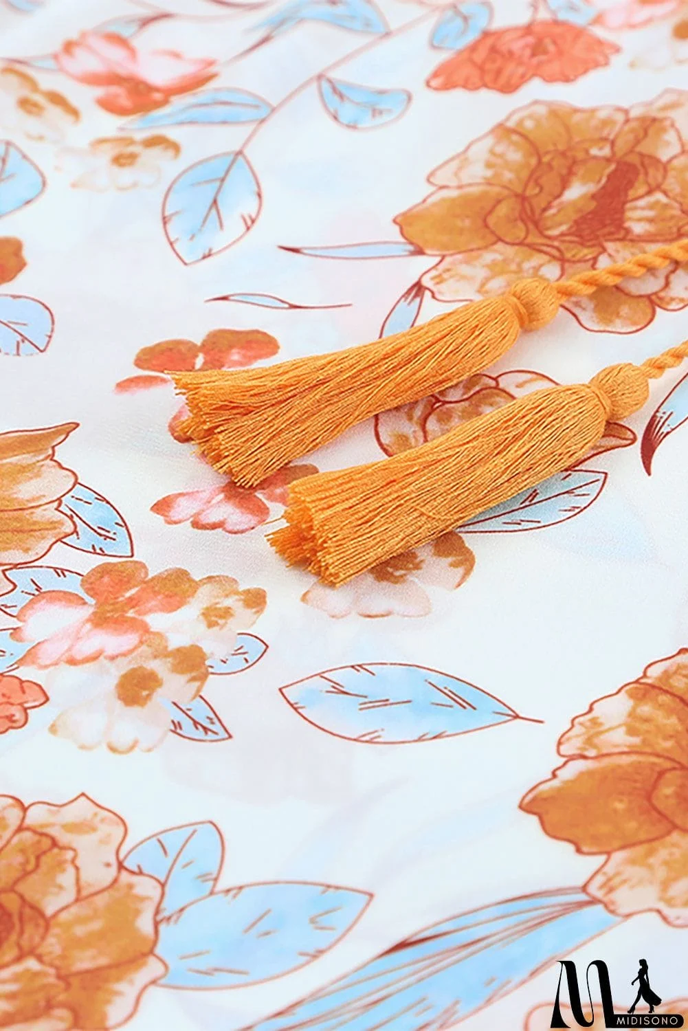 MidiSono - Split V Neck Floral Print Dolman Blouse