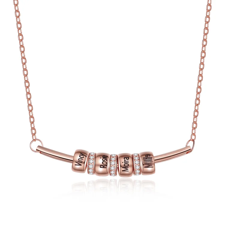 Smile Bar Halskette verziert mit 4 Namen vergoldeten Perle