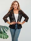Elegant Floral Lace Cardigan - 3/4 Sleeve, Sheer, Open Front Design - Versatile for Casual or Evening Wear, Women's Fashion Top