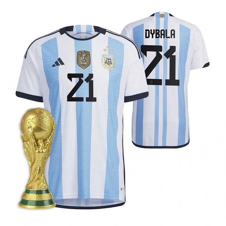Argentinien Paulo Dybala 21 Home Trikot WM 2022 Meister ( Mit Patch )